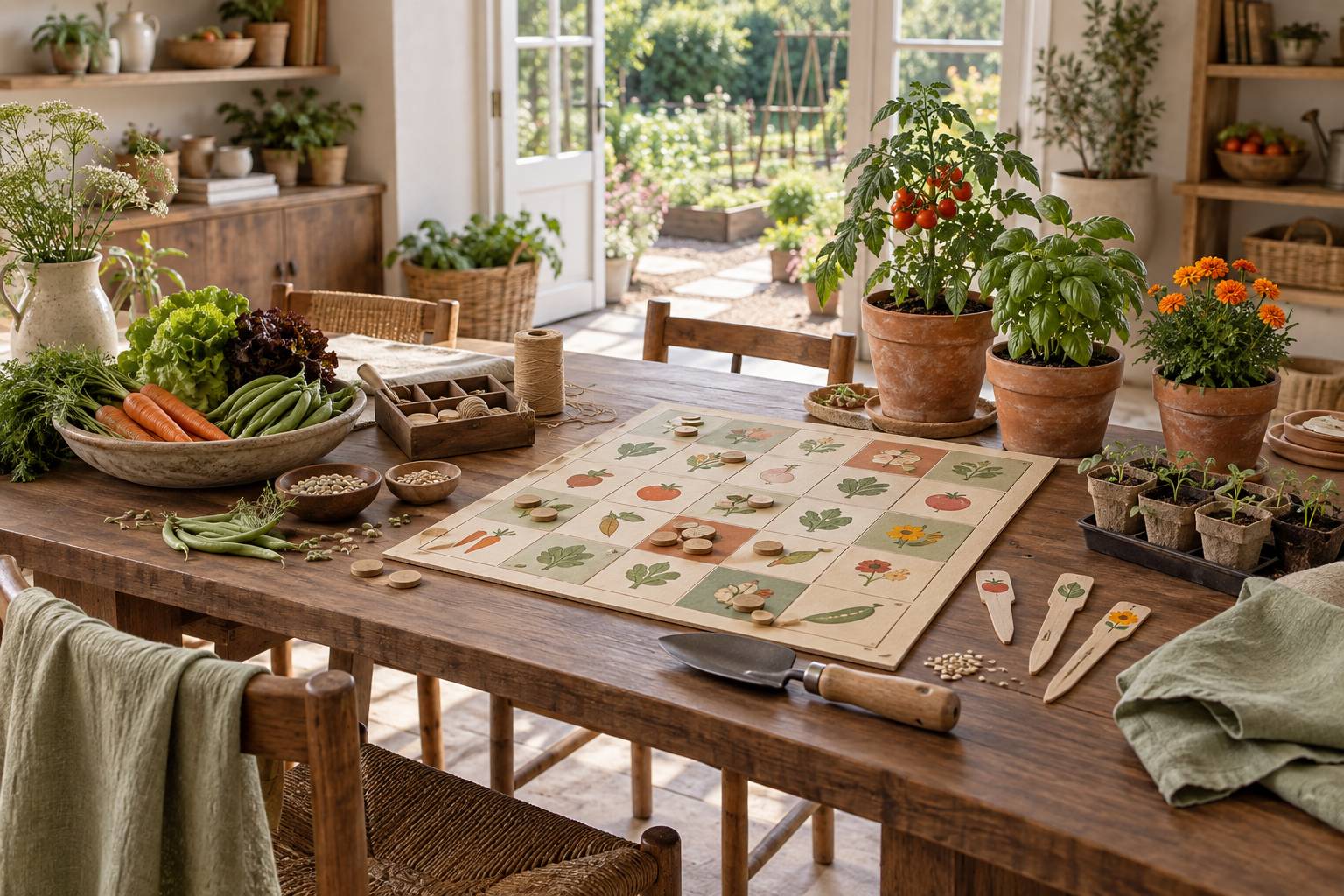 Illustration éditoriale du sujet : Comment utiliser un tableau d'association légumes pour optimiser votre potager