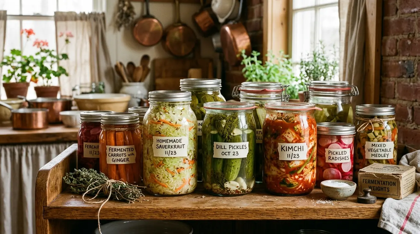 Bocaux de légumes fermentés