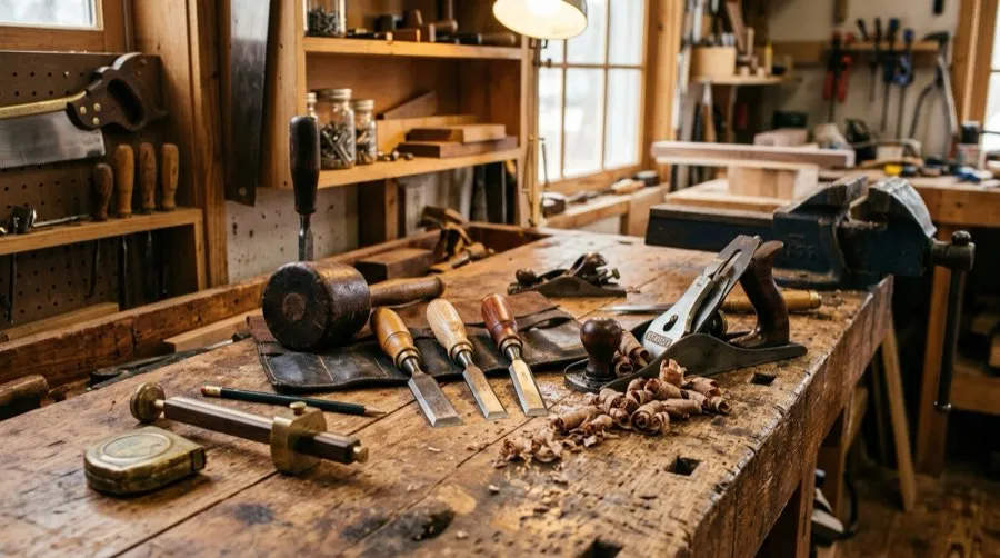 Outils artisanaux de menuiserie