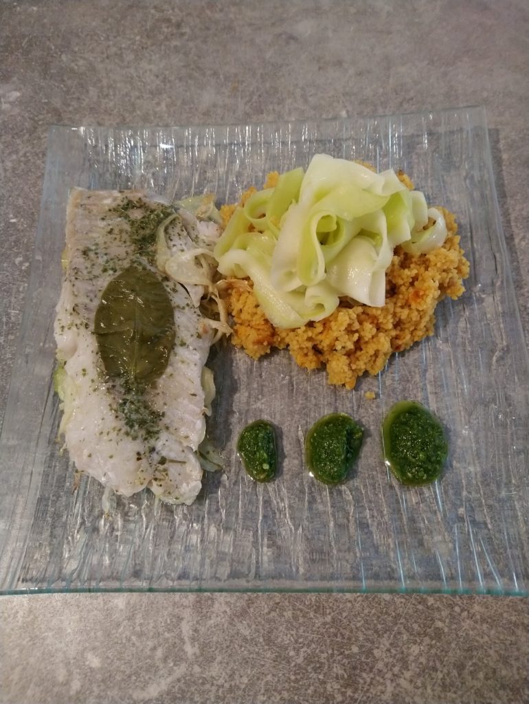 Recette de papillote de poisson et pesto d'oseille sauvage.