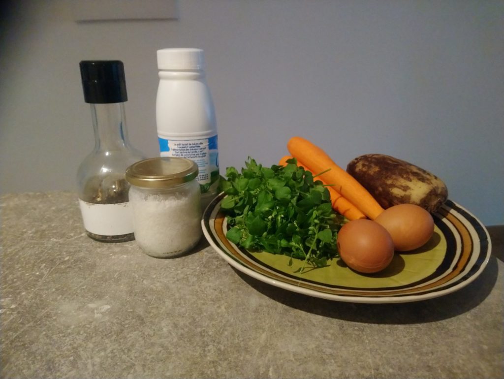 Ingrédients recette de flan carotte stellaire. 